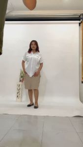 Atasan Wanita Kemeja Putih Blouse Crop Top Lengan Pendek Korean Style