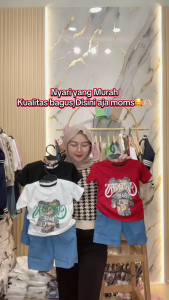 Setelan Anak Laki-Laki Dan Perempuan Usia 1-5 Tahun Kaos Anak Motif Terbaru Celana Denim Baju Anak Kekinian