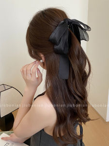 French Style Wide Sash Banana Clip Butterfly Knot Diamond Womens Half up Hair Clip Tail Clip Hair Accessories Elegant Fashion