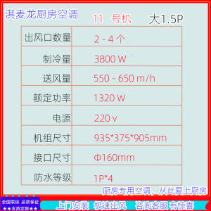 Kitchen Air Conditioner Cold Wind Commercial Restaurant Chef Workstation Specialized Hotel Dining Hall School Kitchen Aircon