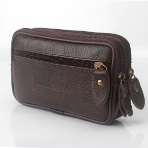 Mobile Phone Bag Waist Bag for Men Belt Cowhide Horizontal 5.5-Inch 6-Inch 7-Inch Multi-Functional Mobile Phone Case Work Site Bag