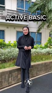 Baju Renang wanita Active Basic by Aghnisan Collection - Roundhand Bahan Spandex Sutra Anti Singkap