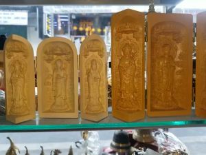 Hộp 3 tượng Phật-Tây Phương tam thánh bằng gỗ hoàng dương