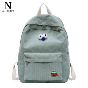 NALLCHEER กระเป๋าเป้ กระเป๋าเป้หลัง กระเป๋าเป้หญิง กระเป๋าผู้หญิง กระเป๋าเป้ กระเป๋าเป้สะพายหลังผ้าลูกฟูกยาว กระเป๋าเป้นักเรียนสไตล์เกาหลีเทรนด์ใหม่กระเป๋านักเรียนประถม