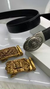 Mặt thắt lưng nam đầu khóa tự động cao cấp đồng đúc đỏ siêu đẹp dùng cho dây có răng cưa bản 35cm trở xuống