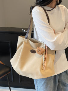 Tote Bag Commuter Canvas Bag Women Large Capacity Single Shoulder Bag Handbag Crossbody Bag Korean Style Soft Handbag