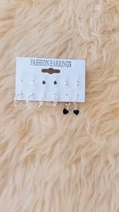6 Pairs Korean Style Retro Five-pointed Star Heart Card Temperament Ear Buckle Earrings Jewelry Gift Accessories Heart Earrings Set Trendy Fashion Jewelry For Daily Wear Gift For Women