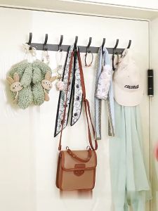 Gantungan Baju Pintu Bor Bebas Aluminium Tebal Pakaian Pintu Kait Dinding Gantungan Penyimpanan Kamar Mandi Toilet Rak Gantung Hook 4 5 6 7 8 Kait Abu-abu