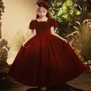 ชุดเจ้าหญิงสีแดงหรูหราสำหรับเด็กผู้หญิง ชุดการแสดงเครื่องดนตรี ชุดเด็กผู้หญิง ชุดเจ้าหญิง ชุดเด็ก ชุดเจ้าหญิง