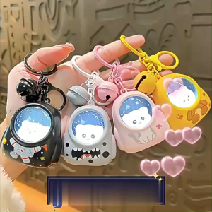 ONE-C1372 Gantungan Kunci Lampu Backpack Cat Astronot / Keychain With Night Lamp Karakter