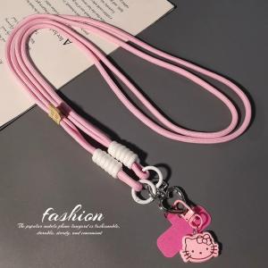สร้อยคอโทรศัพท์มือถือแบบยาวพร้อมจี้แมว Adorable Cat Pendant Outdoor Camera Small Bee Prevent Loss Chain สายโซ่สำหรับเด็กผู้หญิง
