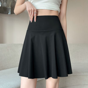 MiiOW | กระโปรงสั้นผ้าไหมน้ำแข็งสีขาวเอวสูงสำหรับผู้หญิง MiiOW ฤดูร้อนปี 2025 กระโปรงสั้นกีฬาฟิตเนสป้องกันแสงสะท้อนกระชับสัดส่วน