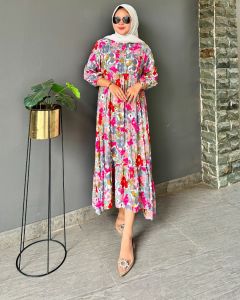 MIDI DRES BUNGA MOTIF BARU // MIDI DRES KAOS COMBED