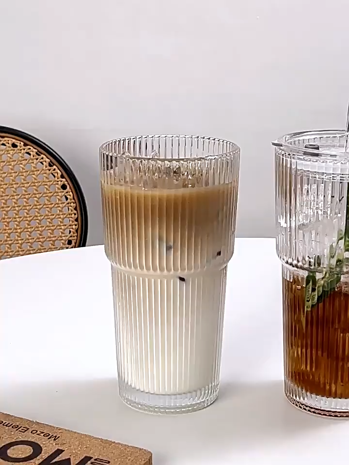 600ML Glass Cup with Straw Glass Jar with Lid Transparent Coffee Cup with Cover Glass Mug Cola Cup Drinkware