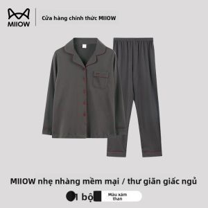 Bộ đồ ngủ nữ MiiOW bằng cotton dài tay dáng rộng thoải mái - mùa xuân thu