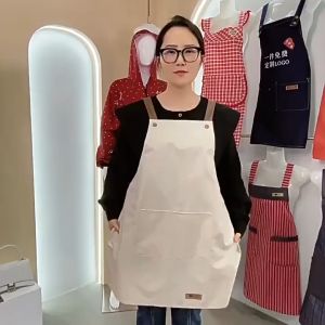 【COD】Waterproof Apron Hang Neck Apron Coffee Shop Fashion Apron Kitchen Apron Adult Overalls Apron 咖啡馆围裙