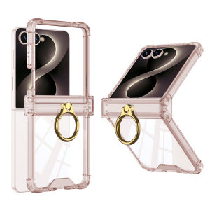 szhaiyu | Luxury Transparent Ring Holder Airbag Hinge Protection Phone Case for Samsung Galaxy Z Flip 8 7 6 Flip8 Flip7FE Shockproof Cover