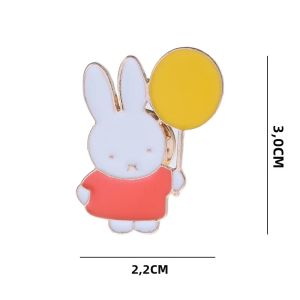 Miffy | Trâm Cài Hình Thỏ Miffy Dễ Thương Huy Hiệu Kim Loại Ngọt Ngào Phong Cách Hoạt Hình Nhật Bản Hàn Quốc Phụ Kiện Trang Trí Túi Xách Nữ Quần Áo Móc Khóa Hình Quả Bóng