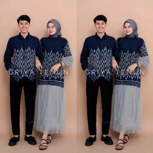 RYNA DRESS BLACK MIX GREY - DRESS TENUN - KEMEJA T ENUN - COUPLE TENUN