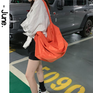 South Korea Influencer Picks Big Orange Nylon Messenger Bag Female Ins Fashion Large Capacity Short Trip Bag Gym Bag
