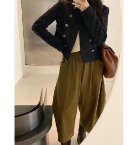 Retro Fashion High Waist Wide Leg Pants Womens Casual Spring Autumn Popular Loose plus Size Banana Shape Trousers