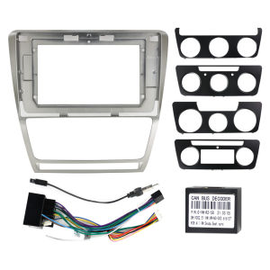 Bảng Điều Khiển Radio Ô Tô 10 Inch Cho SKODA OCTAVIA 2004-2014 Khung Vỏ Máy Nghe Nhạc Android Mặt Trước 2DIN Ốp Trang Trí - Đen/Bạc