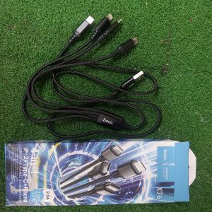 Bộ cáp sạc nhanh Hoco X76 4 trong 1 TYPE C 2 lightning rẻ 1 Micro USB dây dài 100cm chính hãng.