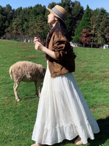 YAYANGREN | Lace Tiered High-Waisted A-Line Skirt