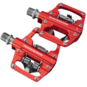RACEWORK | RACEWORK MTB Clipless Pedals Self-locking CNC Aluminum Alloy DU Bearing Double Flat Platform Mountain Bike Bicycle Pedal For SPD
