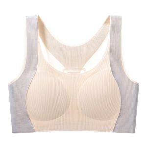 Miiow | Sports Bra For Teenage Girls Thin Cup Vest Style Underwear Development Period Anti Shock School Uniform Compatible Nylon Fabric