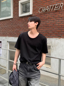 DAVID&ME | Black Big Neck Short Sleeve T-shirt