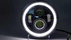 【High Quality】Car Headlight 7 Inch H4 75W LED Car Light DRL Angle Eyes Ring Halo 12V 24V Hi/Lo Turn Signal for JEEP Wrangler JK TJ LJ CJ7 Lada Niva Offroad Beetle