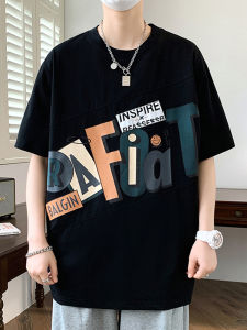 American Style Mens Short Sleeve T-Shirt Summer Thin Breathable Loose Fit Printed Casual Cotton Polyester Top