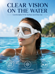 JSJM New Low Volume Diving Mask Anti-Fog Wide View Freediving Goggles Soft Silicone Leakproof Adjustable Strap Scuba Snorkeling