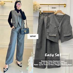 EASY ONESET. Bahan Premium Cotton Semuwoll Import. Vest: LD.100cm PJ.55cm. Kancing Aktif. PANTS: LP.60-90cm PJ.95cm pinggang Belakan Karet.