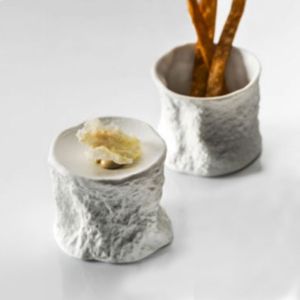 Creative Molecular Western Dining Ceramic Plate Abalone Sea Urchin Bowl Oyster Dish Bowl Mushroom Dish French Style Pure Color