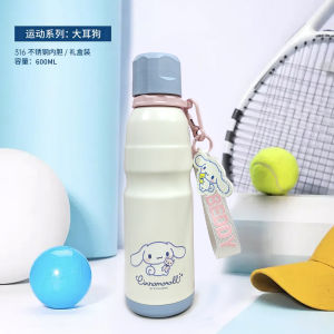 เบดดี้แบร์เด็กถ้วยความร้อน 316 สแตนเลสสตีลถ้วยกีฬาโดนัทบาร์เรล น่ารัก ขวดน้ำทนทานสำหรับเด็กที่มีฟางการใช้งานสากล