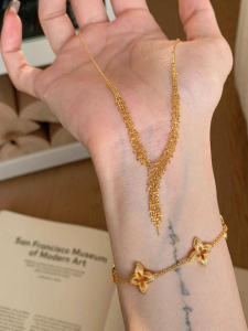 Golden Wheat Spike Lace Y-Necklace Womens Luxury Minimalist Choker Silver Chain Jewelry Fresh out Fashion Trend Gold Color