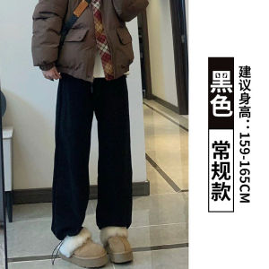 Dark Gray Sports Pants Female Autumn and Winter 2024 New Arrival Small Man Cashmere Casual Loose Fleece-lined Ankle-Tied Sweatpants