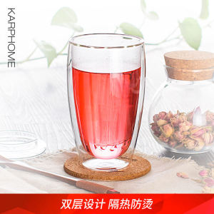 Large Capacity Heat Resistant Glass Cup Non Scalding Milk Cup Drinking Water Cup for Office Use Home Use Nordic Style round Shape