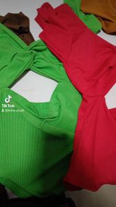 Summer Swimsuits - Charlotte V-neck Ruffled Sleeves Knitted Double Layer Bodysuit