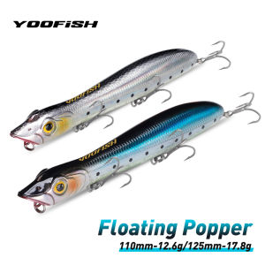 Yoofish Topwater Popper Bait 110mm 12.6g 125mm 17.8g Snakehead Pencil Artificial Hard Wobblers Surface Bass Fishing Lure