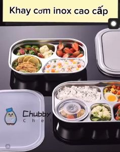Khay cơm inox 304 cho bé loại tốt 4/5 ngăn sâu lòng chất liệu an toàn cho sức khỏe khay đựng cơm chia ngăn giữ nhiệt