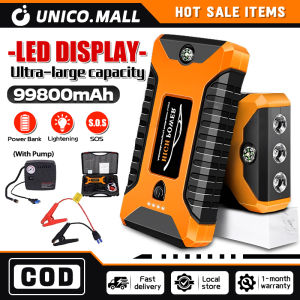 99800mAh 12V Car Jumper Car Tyre Air Pump Starter Booster Portable USB Charger Car Emergency Start Power Bank Supply Battery Charge Car Start Supply Phone Charging 充电宝 汽车启动器 汽车电源