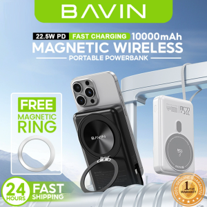 BAVIN PC1088 10000mAh Magnetic Wireless Fast Charging 22.5W PD Power Bank w/ 360° Stand for Smartphones (Magnetic Ring)