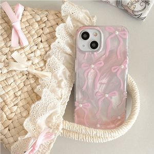 Beautiful Casing for Huawei Honor 200 Pro X40 GT X30 X9 X9B X9A X7B X8B X8A 4G X8 X6 X6S X7A X7 X6B X6A X5 Plus Magic4 Lite 5G 3D ins Pink Pearl Ballet Shoes Bow Ribbon Chain Soft Phone Case Shockproof Protective Back Cover YS 02