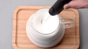 Handheld Milk Frother with Stainless Steel Holder Battery Powered Whisk Beverage Blender Suitable