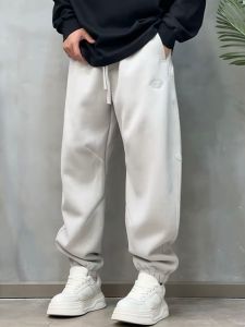 Quần Dài Ống Rộng Ấm Áp Mùa Thu Đông Dày Dặn Có Lót Lông Cừu Cho Nam Quần Dài Thể Thao Harajuku Đơn Giản Đa Năng Chống Lạnh