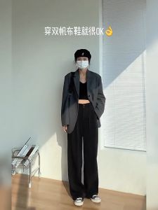 SPICYG กางเกงดำทำงานญ กางเกงไซส์ใหญ่ กางเกงผ้าไหมน้ำแข็ง กางเกงใส่ทำงานผู้หญิง กางเกงขายาวดำ กางเกงเลผูกเอว กางเกงสูทสีดำไซส์ใหญ่สำหรับผู้หญิงอ้วน กางเกงทรงหลวมเอวสูง กางเกงขายาวทรงตรง