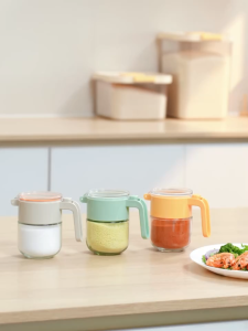 Tempat Bumbu Dapur Minimalis Bahan Kaca Dengan Tutup Design Kekinian